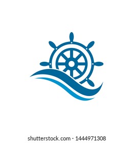 Ship steering vector icon illustration template design 