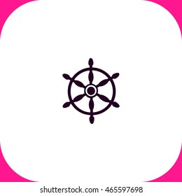 Ship steering vector icon on white background.