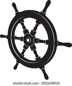 Ship steering wheel. 3D perspective. Vector illustration