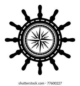 Ship steering wheel abstract, vector illustration