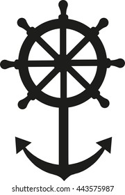 Ship steering wheel with anchor