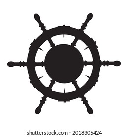 Silhouette negra del volante de dirección del buque, ilustración aislada del vector. Icono de casco de barco náutico marítimo. Elemento de diseño Feliz Día de Colón.