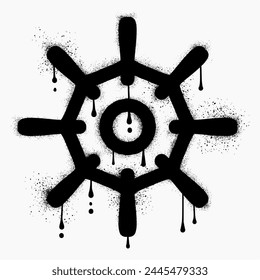 Ship steering wheel with black spray paint