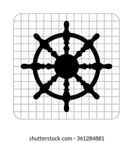 ship steering wheel -  black vector icon