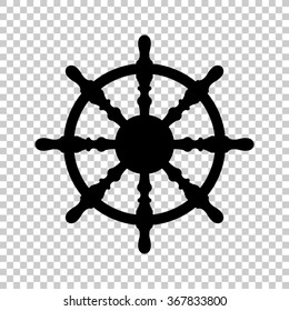 ship steering wheel -  black vector icon