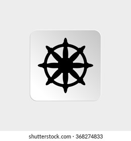 Ship steering wheel  - black vector icon