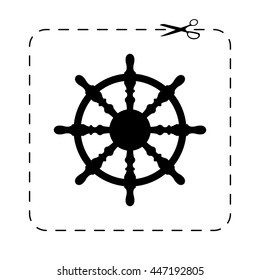 ship steering wheel -  black vector icon