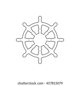 ship steering wheel  - black vector icon