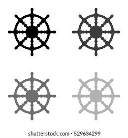ship steering wheel  - black vector icon
