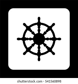 ship steering wheel  - black vector icon