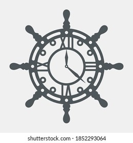 Ship steering wheel clock quality vector illustration cut