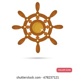 Ship steering wheel color flat icon for web and mobile design