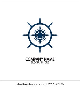 Símbolo o logotipo de navegación de la rosa de la brújula del buque aislado en fondo blanco - ilustración vectorial