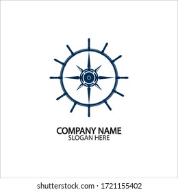 Símbolo o logotipo de navegación de la rosa de la brújula del buque aislado en fondo blanco - ilustración vectorial