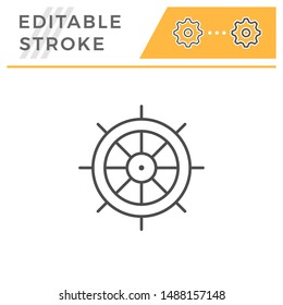 Ship steering wheel editable stroke line icon