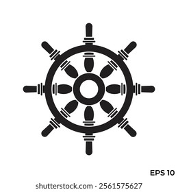 ship steering wheel flat icon vector