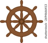 Ship Steering Wheel Flat Illustration