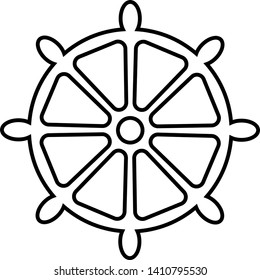 Ship steering wheel flat illustration on white