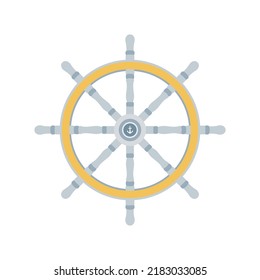 Ship Steering Wheel Flat Illustration. Clean Icon Design Element On Isolated White Background