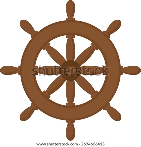 Ship Steering Wheel Flat Illustration