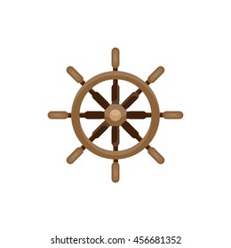 Ship steering wheel in a flat style. Sailing, travel. Sailboat, sea holidays. Vector illustration.