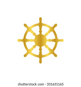 ship steering wheel - gold vector icon