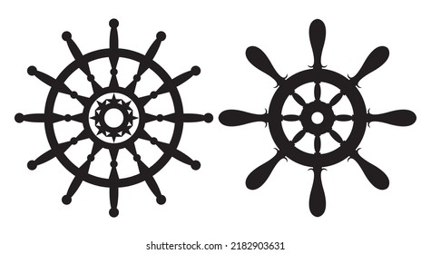 Ship steering wheel, Helm Anchor vector icon, Steer icon vector