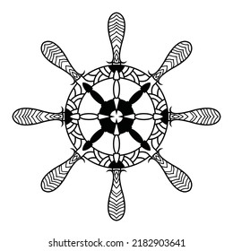 Ship steering wheel, Helm Anchor vector icon, Steer icon vector