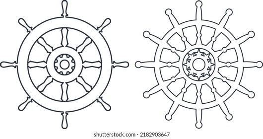 Ship steering wheel, Helm Anchor vector icon, Steer icon vector