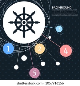 Ship steering wheel icon with the background to the point and with infographic style. Vector illustration