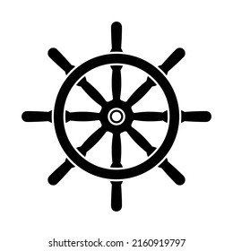Ship steering wheel icon. Black silhouette. Front side view. Vector simple flat graphic illustration. Isolated object on a white background. Isolate.