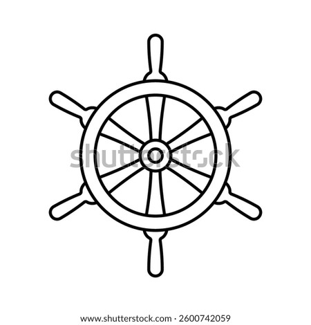 Ship steering wheel icon. Steering wheel. Black outline linear silhouette. Editable strokes. Front view. Vector simple flat graphic illustration. Isolated object on white background. Isolate.