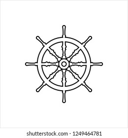 Ship Steering Wheel Icon, Boat, Yacht Steering Wheel Vector Art Illustration