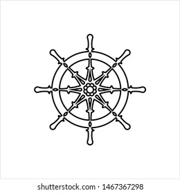 Ship Steering Wheel Icon, Boat, Yacht Steering Wheel Vector Art Illustration
