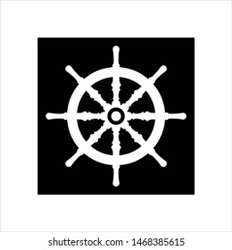 Ship Steering Wheel Icon, Boat, Yacht Steering Wheel Vector Art Illustration