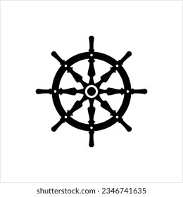 Ship Steering Wheel Icon, Boat, Yacht Steering Wheel Vector Art Illustration