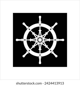 Ship Steering Wheel Icon, Boat, Yacht Steering Wheel Vector Art Illustration