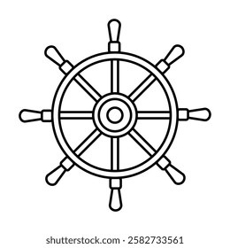 Ship steering wheel icon. Boat, rudder, sailing, ship, steering, wheel icon. Nautical sign and symbol. Vector illustration