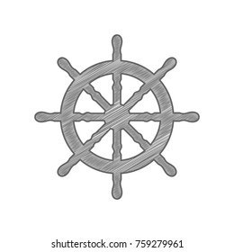 Ship steering wheel icon. Boat. Handwheel. Vector. Shaded gray icon on white background. Isolated.