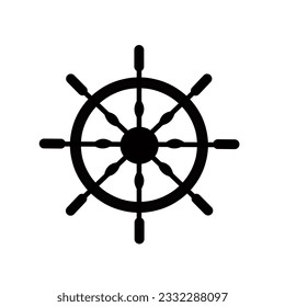 Ship steering wheel icon.  Captain's steering wheel. Vector illustration.