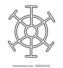 Ship steering wheel icon. Captain's steering wheel. Vector illustration.