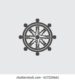 ship steering wheel icon isolated sign symbol and flat style for app, web and digital design. Vector illustration.