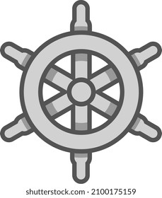 Ship steering wheel icon. Nautical course control symbol