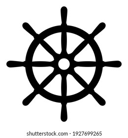 Ship Steering Wheel Icon On White Background