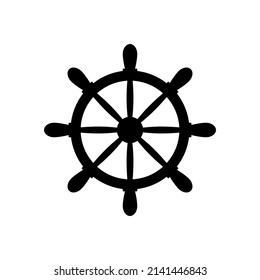 Ship steering wheel icon on white background