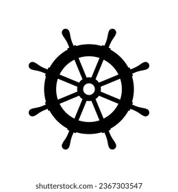 Ship steering wheel icon on a white background.
