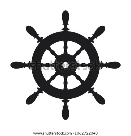 Ship steering wheel icon on white background
