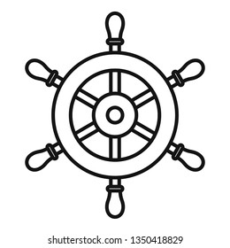 Ship steering wheel icon. Outline ship steering wheel vector icon for web design isolated on white background