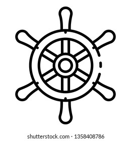 Ship steering wheel icon. Outline ship steering wheel vector icon for web design isolated on white background