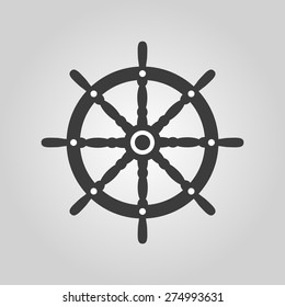 The ship steering wheel icon. Sailing symbol. Flat Vector illustration